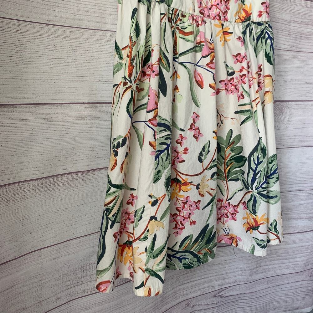 H&M White & Colorful Floral Fit & Flare Mini Dress Adjustable Straps Size Medium - Picture 11 of 11